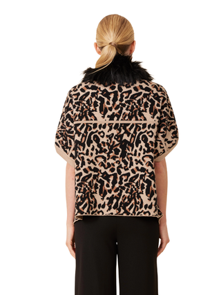 Faux Fur Trim Cardigan