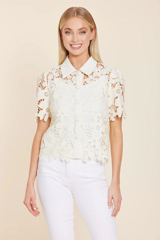 Covered Buttons Lace Top