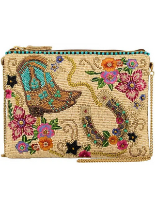 On The Range Western Boots and Horsehoe Ivory Beaded Bag
