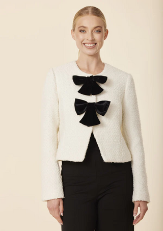 Velvet Bow Tweed Blazer