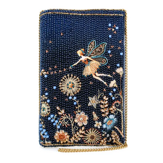 Fairy Dust and Floral Blue Beaded Crossbody Phone Bag