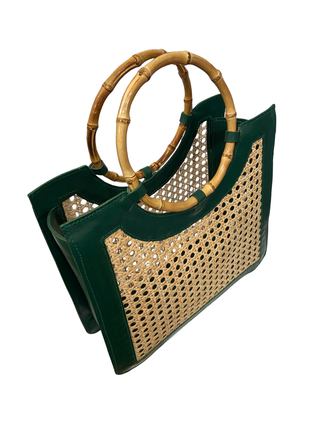 Bamboo Handle Wicker Bag