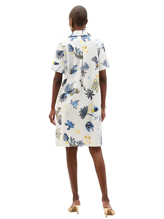 Stretch Cotton Tropical Print A-Line Dress