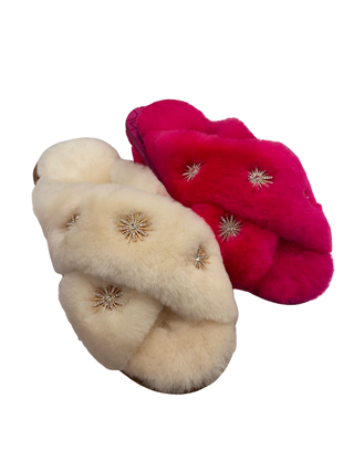 Sheepskin Rhinestone Slippers