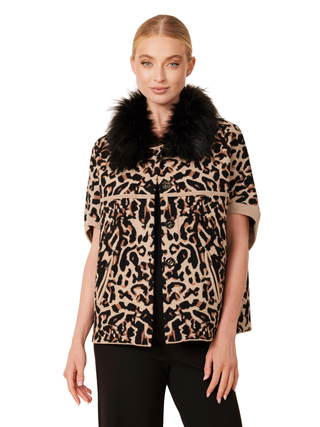 Faux Fur Trim Cardigan