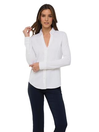 Nikki Pique Long Sleeve Button Down Shirt