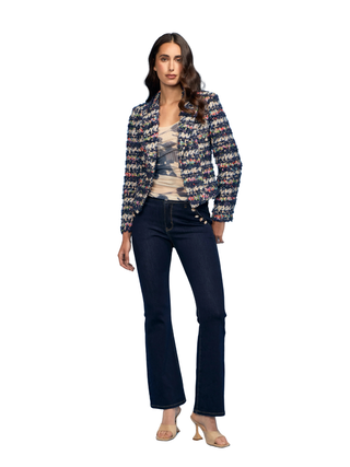 Diagonal Button Trim Denim Jean