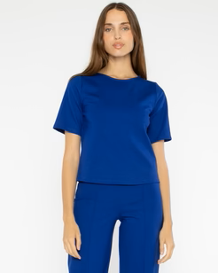 Ponte Knit Short Sleeve Top Extended