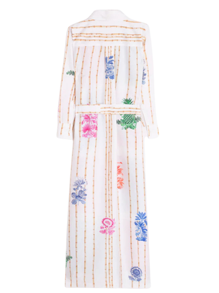Multicolored Tropical Print Shirt Dress