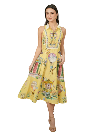 Cavira Collared Halter Midi Dress