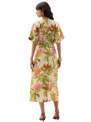 Recycled Woven Tropical Print Fit And Flare Dress