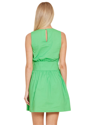 Poplin Sleeveless Belted Dress