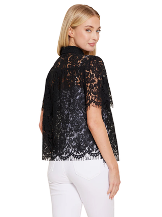 Floral Lace Pearl Button Blouse