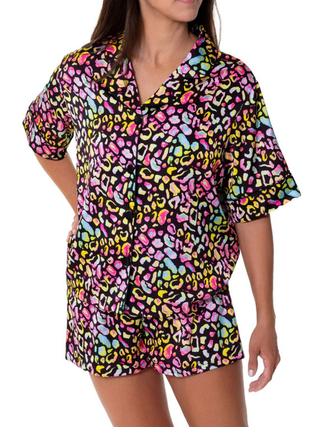 Silky Bright Animal Short Sleeve Short Pajama Set