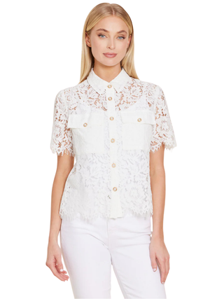 Floral Lace Pearl Button Blouse