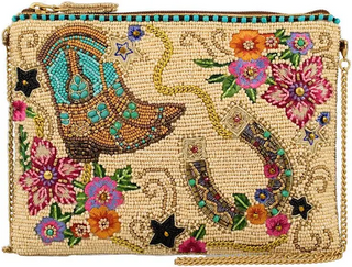 On The Range Western Boots and Horseshoe Ivory Beaded Bag