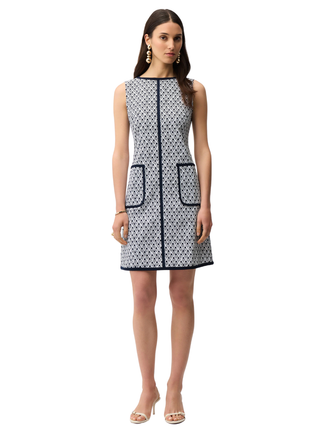 Millennium Geometric Print A-Line Dress With Contrast Trim