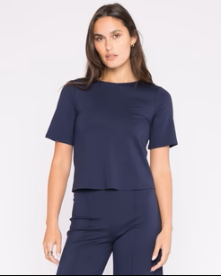 Ponte Knit Short Sleeve Top Extended