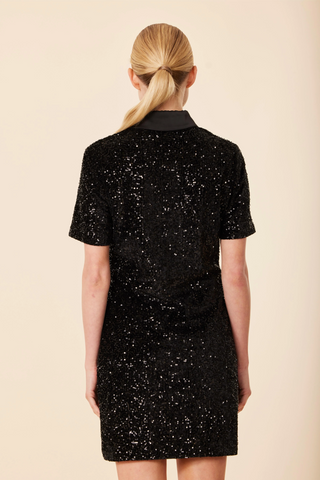 Sequin Polo Short Sleeve Dress