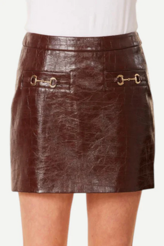 Vegan Leather Horse Bit Short Skirt