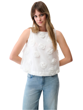 Novelty 3D Floral Embroidery Sleeveless Top