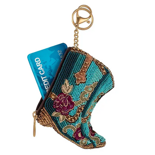 Kickin' Around Beaded Cowboy Boots Coin Purse Key Fob