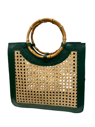 Bamboo Handle Wicker Bag