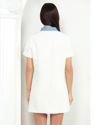 Tweed Denim Trim Dress
