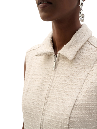 Bouclé A-Line Dress With Zipped Neckline