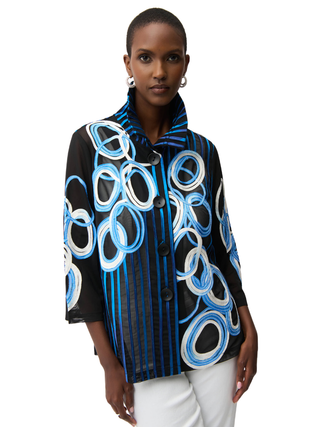 Satin And Mesh Soutache Jacket With Bell Sleeves