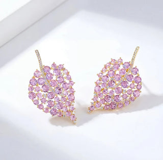 Pink Leaf Earrings